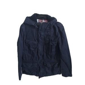 GAP + PENDLETON Mens Hooded Fatigue Coat Jacket Navy Blue Sz Medium $149